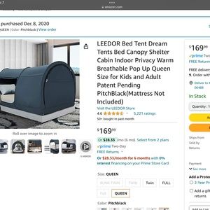 LEEDOR Bed Tent Bed Canopy Indoor Privacy Warm Breathable Queen Pop Up